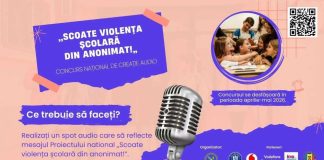 Elevii, așteptați să se înscrie la Concursul național de creație audio ”Scoate violența din anonimat”
