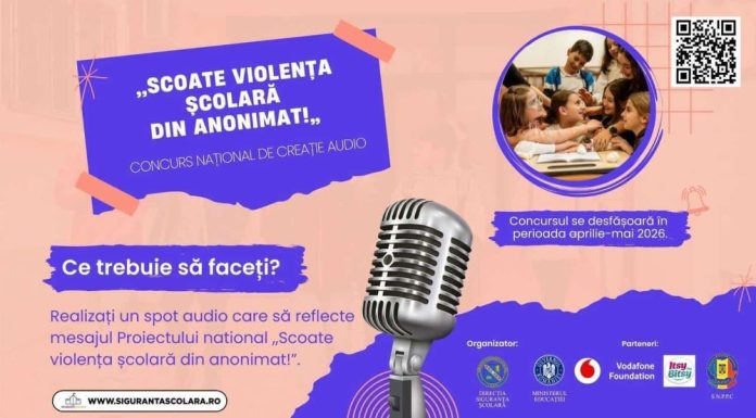 Elevii, așteptați să se înscrie la Concursul național de creație audio ”Scoate violența din anonimat”