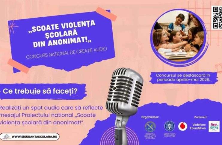 Elevii, așteptați să se înscrie la Concursul național de creație audio ”Scoate violența din anonimat”