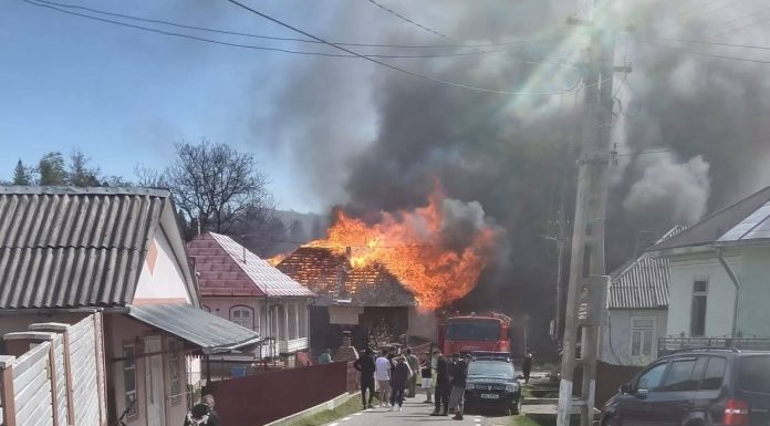 VIDEO Zeci de pompieri se luptă cu flăcările la Rucăreni, unde ard 11 case