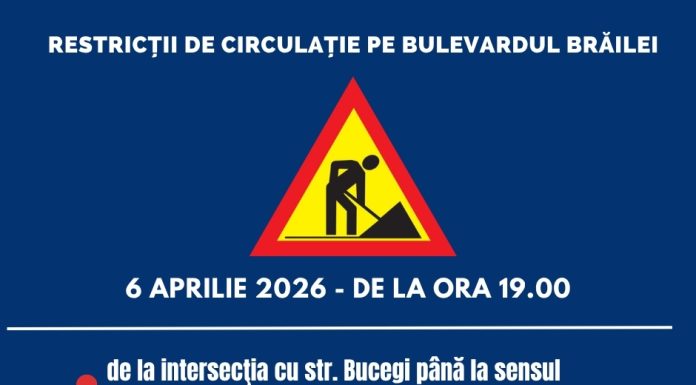 Restricții de circulație și pe bulevardul Brăilei