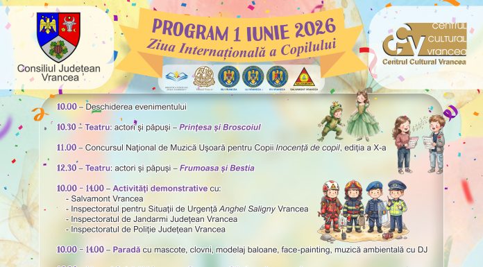Program pentru copii, organizat de Centrul Cultural Vrancea în ziua de 1 iunie
