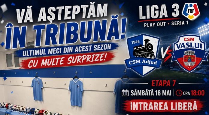 Fotbal: ultimul meci, ultima șansă! / Adjudul are nevoie de victorie, azi, pentru a rămâne în Liga 3