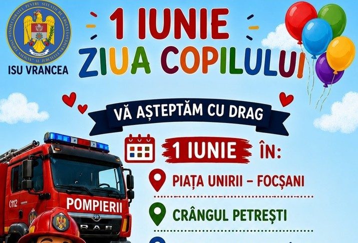 1 Iunie alături de pompierii vrânceni: O zi plină de zâmbete, jocuri și veselie