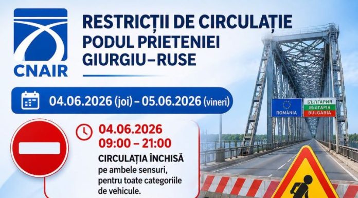 Important: bulgarii închid temporar podul Giurgiu-Ruse