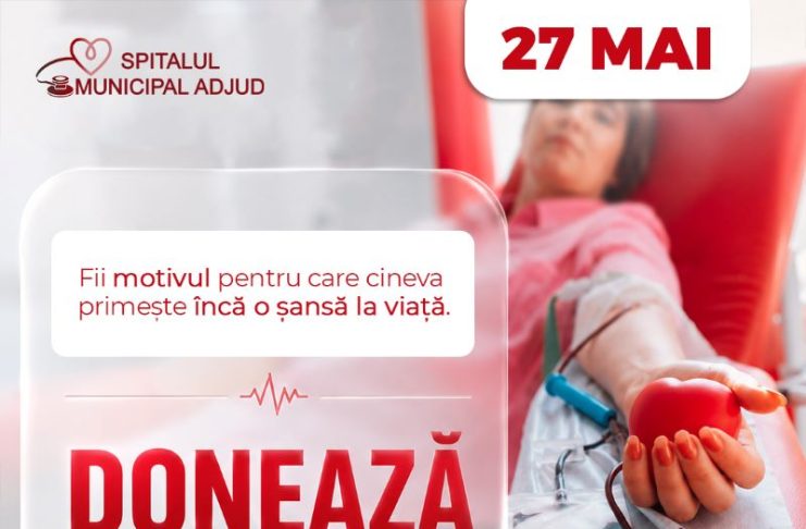 Miercuri, 27 mai, se poate dona sânge la Spitalul Municipal Adjud