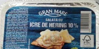 Un sortiment de salată de icre, retras de pe rafturile unei rețele de magazine