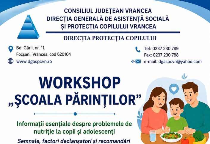 Workshop „Școala Părinților” – Informații esențiale despre problemele de nutriție la copii și adolescenți