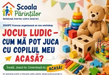 Workshop pentru părinți: „Jocul ludic – cum mă pot juca cu copilul meu acasă?” afis joc ludic