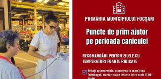 Trei puncte de prim ajutor în Focșani, în zilele caniculare