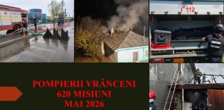 Sute de intervenții gestionate de pompierii vrânceni în luna mai