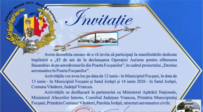 Manifestări dedicate aeronauticii și eroilor aviatori români, la Focșani și Jorăști