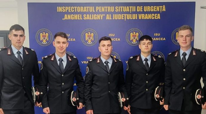 Cinci absolvenți ai Școlii de Subofițeri de Pompieri și Protecție Civilă Boldești se alătură echipei salvatorilor vrânceni