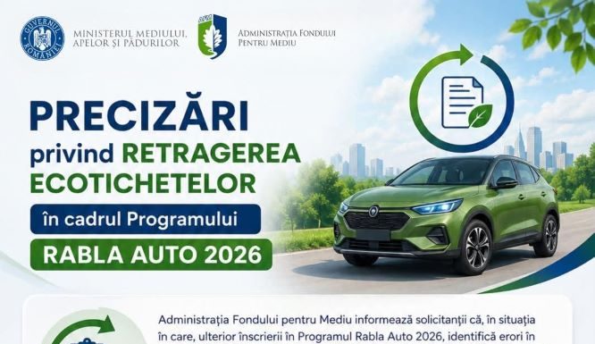 Important: Precizări privind retragerea ecotichetelor în cadrul Programului ”Rabla Auto” 2026