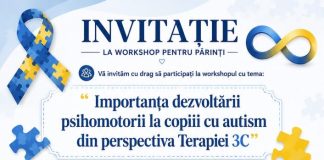 DGASPC Vrancea organizează un nou workshop „Școala Părinților” – „Importanța dezvoltării psihomotorii la copiii cu autism din perspectiva Terapiei 3C”