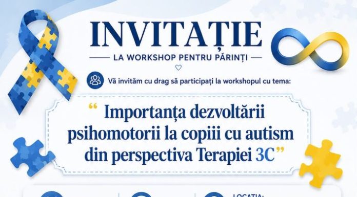 DGASPC Vrancea organizează un nou workshop „Școala Părinților” – „Importanța dezvoltării psihomotorii la copiii cu autism din perspectiva Terapiei 3C”