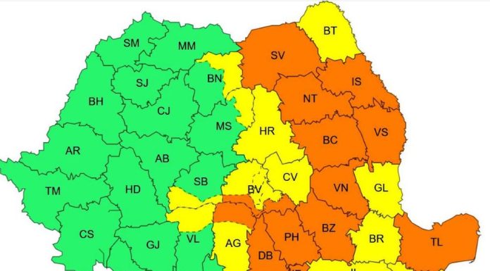 Alerte de vijelii și averse, în Vrancea