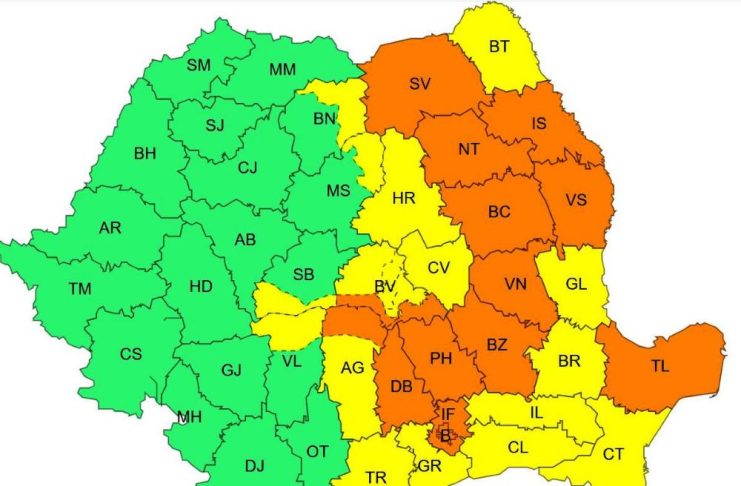 Alerte de vijelii și averse, în Vrancea