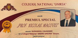 Premiu special la InfoEducație, în memoria vrânceanului Nicolae Macovei, profesorul care preda matematica în limba franceză