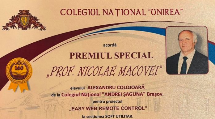 Premiu special la InfoEducație, în memoria vrânceanului Nicolae Macovei, profesorul care preda matematica în limba franceză