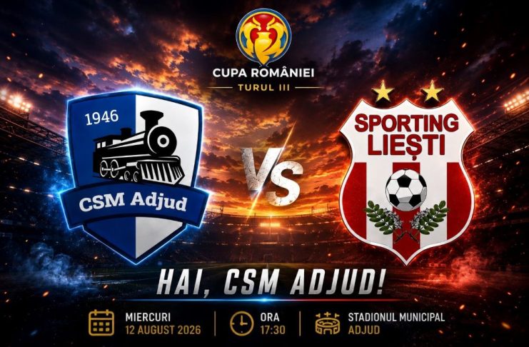 Fotbal: CSM Adjud 1946 joacă astăzi, pe teren propriu, în turul 3 al Cupei României