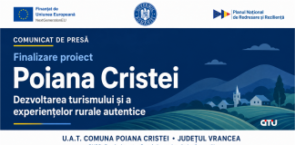 Comunicat de presă finalizare proiect – ”PNRR: Fonduri pentru România modernă și reformată!” – U.A.T. Comuna Poiana Cristei