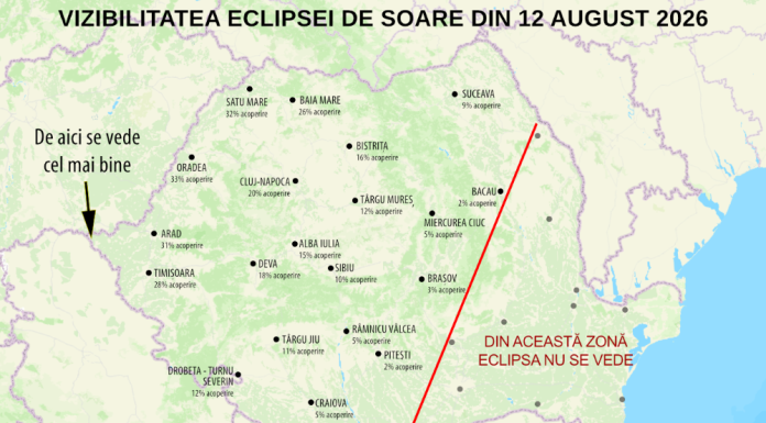 Eclipsă parțială de soare, vizibilă în această seară în câteva zone din România