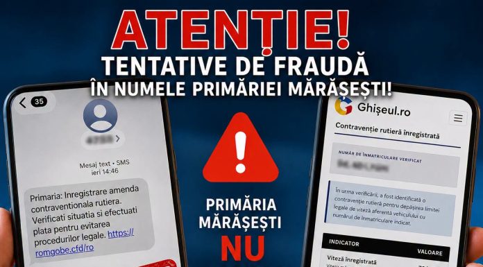 Avertizare: Tentative de fraudă în numele Primăriei Orașului Mărășești