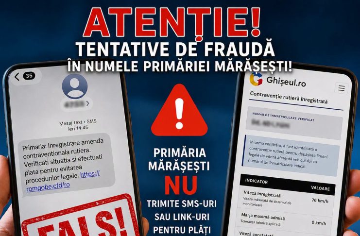 Avertizare: Tentative de fraudă în numele Primăriei Orașului Mărășești
