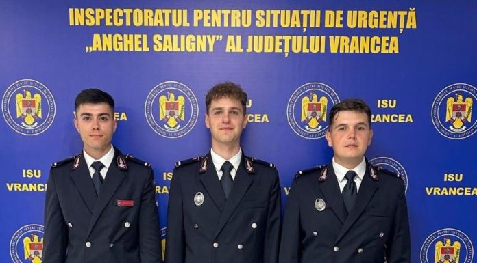 3 ofițeri, absolvenți ai Facultății de Pompieri, s-au alăturat echipei ISU Vrancea