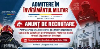 Se fac înscrieri la Școala de Subofițeri de Pompieri