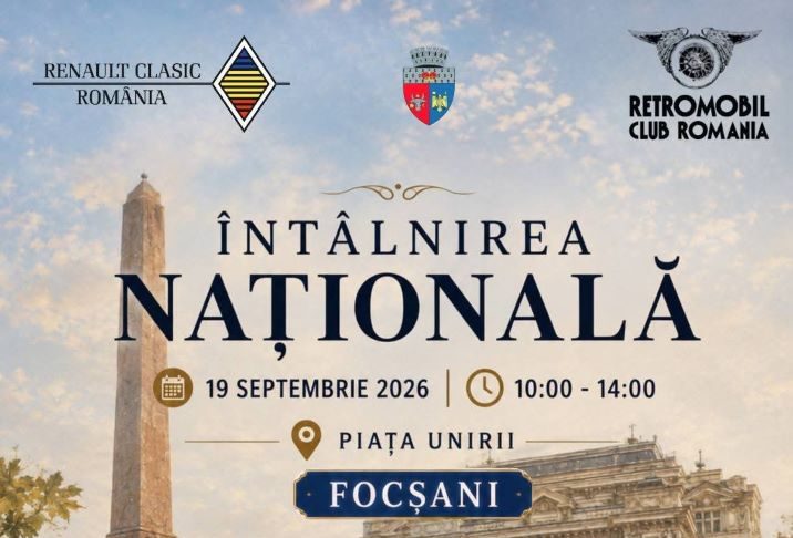 Expoziție de automobile Renault de epocă, pe 19 septembrie, în Piața Unirii din Focșani