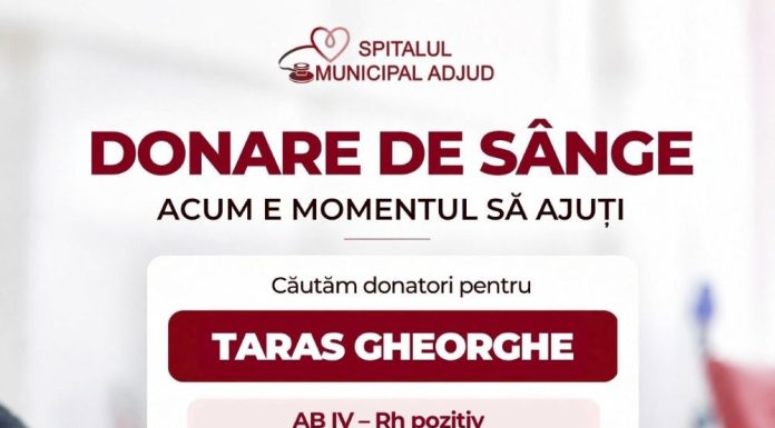 Apel pentru donare de sânge, în sprijinul unui pacient din Adjud