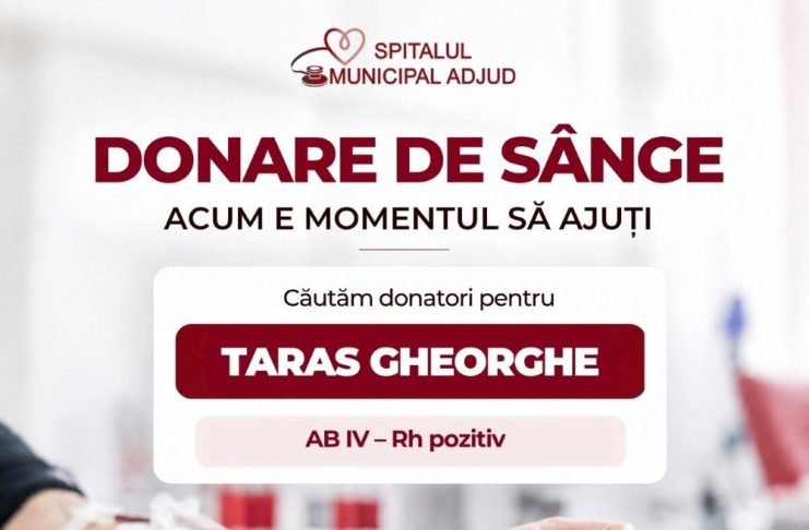 Apel pentru donare de sânge, în sprijinul unui pacient din Adjud