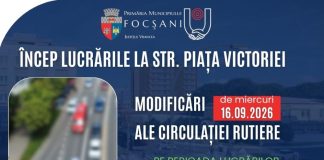De miercuri, 16 septembrie, încep lucrările în Piața Victoriei din Focșani