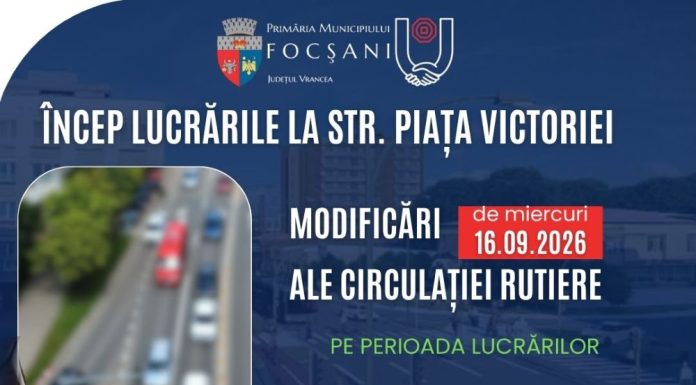 De miercuri, 16 septembrie, încep lucrările în Piața Victoriei din Focșani