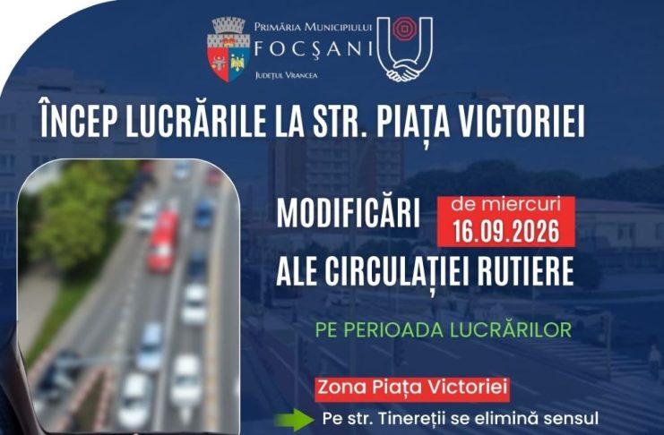 De miercuri, 16 septembrie, încep lucrările în Piața Victoriei din Focșani