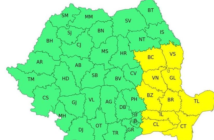 Vânt puternic până miercuri seara în Vrancea