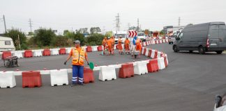 FOTO Sens giratoriu provizoriu la intersecția DJ 205S – DN 2M – DN 2D