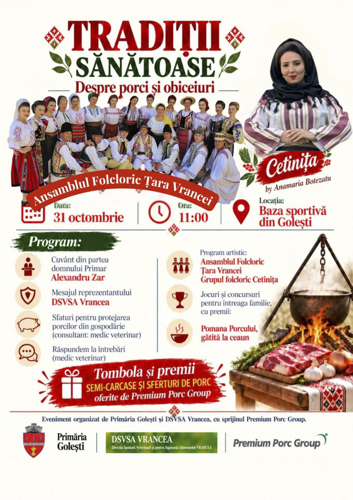 Sărbătoare, sâmbătă, la Golești: ”Tradiții sănătoase”, cu recomandări, jocuri, muzică și surprize 4 carton golesti