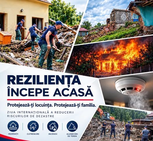 Marți, 13 octombrie –Ziua Internațională pentru Reducerea Riscurilor de Dezastre și Ziua Informării Preventive