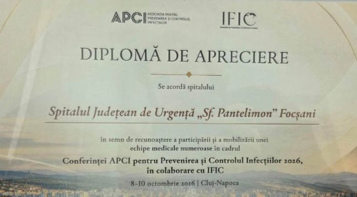 FOTO Echipa medicală a Spitalului Județean Focșani, apreciată la Conferința Asociației pentru Prevenirea și Controlul Infecțiilor 2026