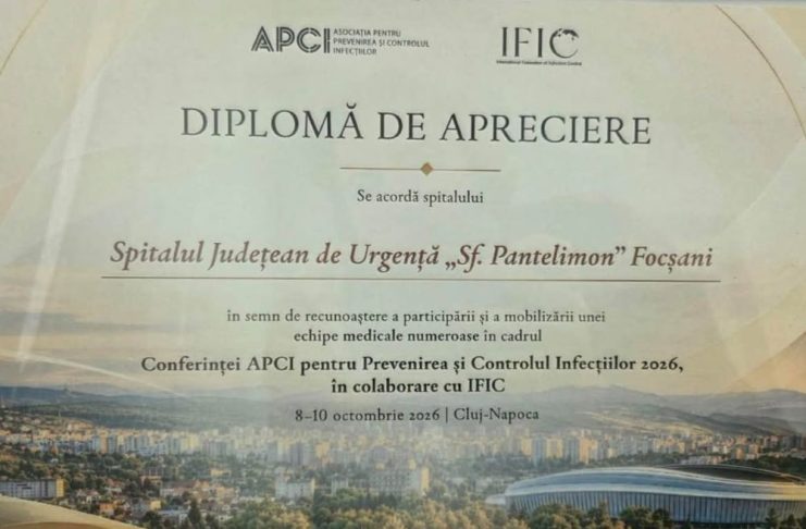 FOTO Echipa medicală a Spitalului Județean Focșani, apreciată la Conferința Asociației pentru Prevenirea și Controlul Infecțiilor 2026
