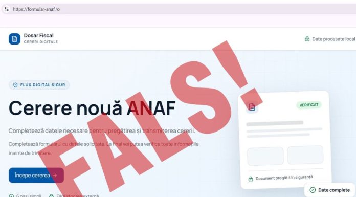 ANAF: Avertizare privind tentative de fraudă prin intermediul unor site-uri false