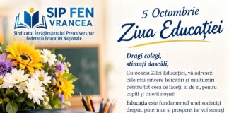 Președinta SIP-FEN Vrancea, Paulina Roșcan: ”La mulți ani, dragi educatori!”